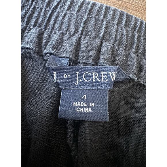 J.Crew Pants Black Linen Blend Pull On Tapered High Rise Drawstring 4 - Picture 3 of 7